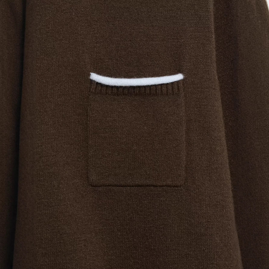 Damen Cardigan mit kontrastfarbener Knopfleiste und zweifarbigen Ärmeln Drune