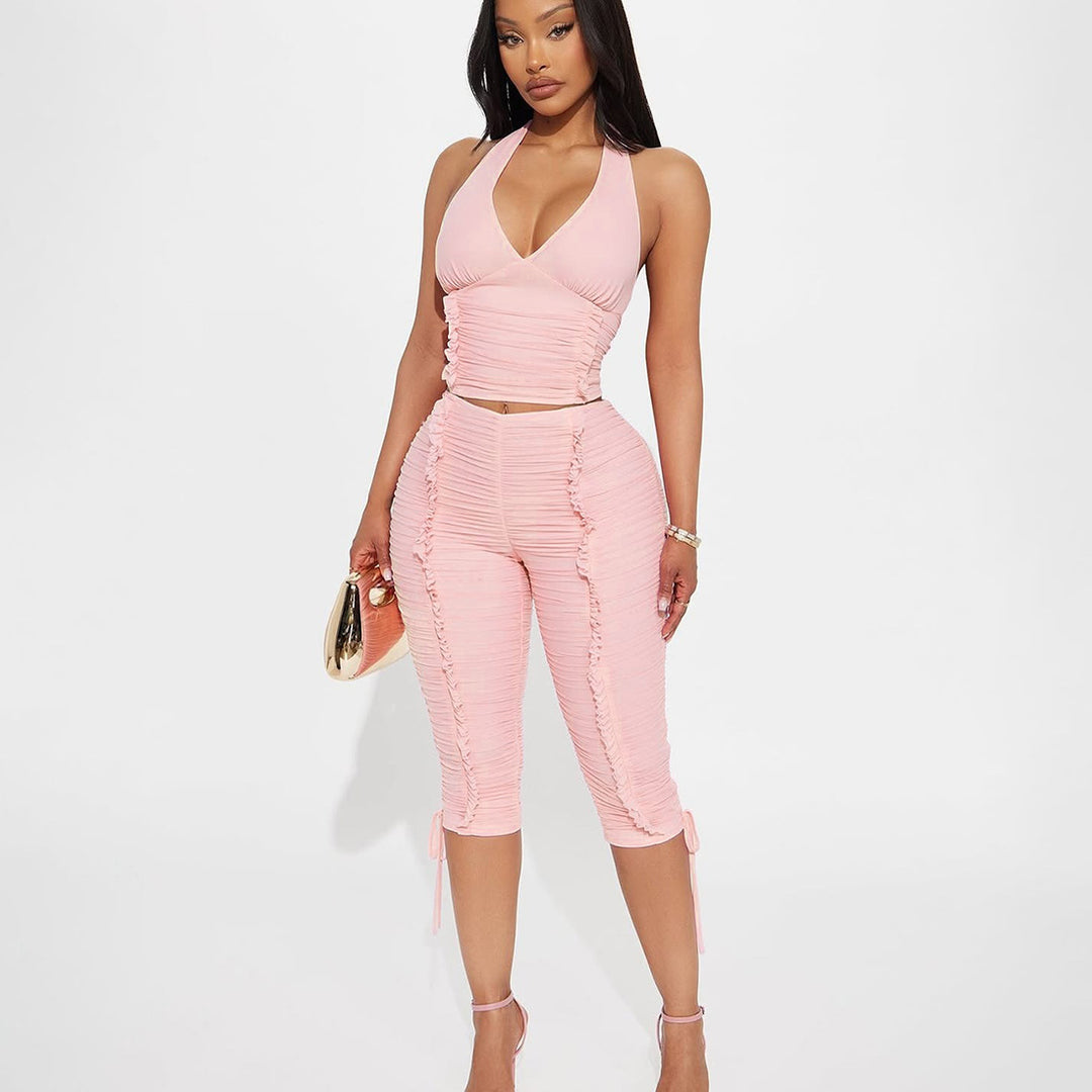Damen Jumpsuit mit raffinierten Raffungselementen und stilvollen Bindebändern Drune