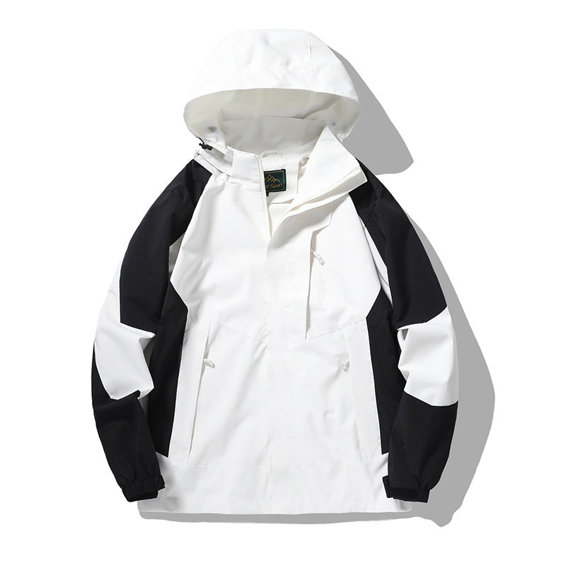 Herren wind- und wasserabweisende Outdoor-Hoodiejacke mit Belüftungsnetz, verstellbarer Kapuze und verdeckter Frontblende Drune