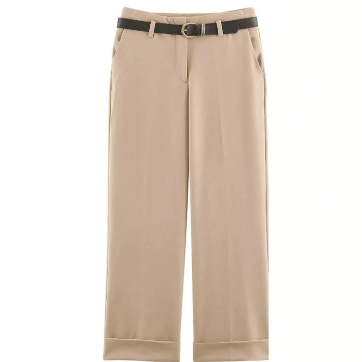 Damen Weite High‑Waist Palazzohose mit vertikalem Streifenmuster und elastischem Bund Drune