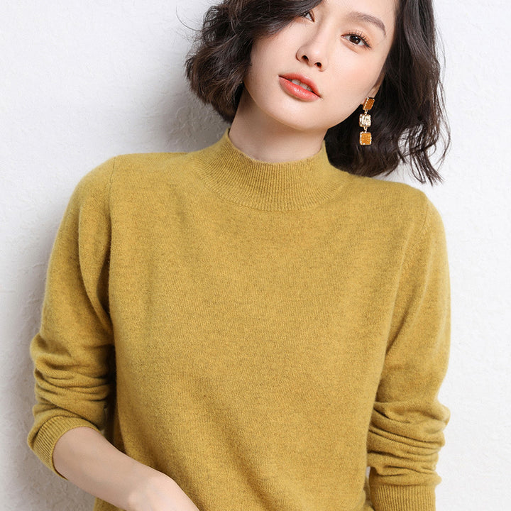 Damen Luxuriöser Kaschmir-Feinstrickpullover mit Stehkragen Drune