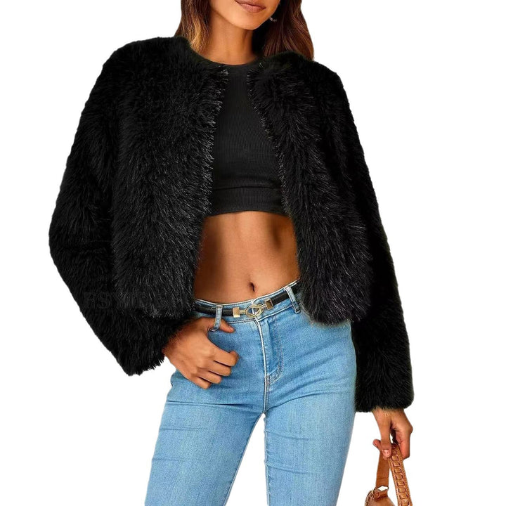 Damen Fleecejacke mit luxuriösem Fell-Design und voluminösen Ärmeln Drune