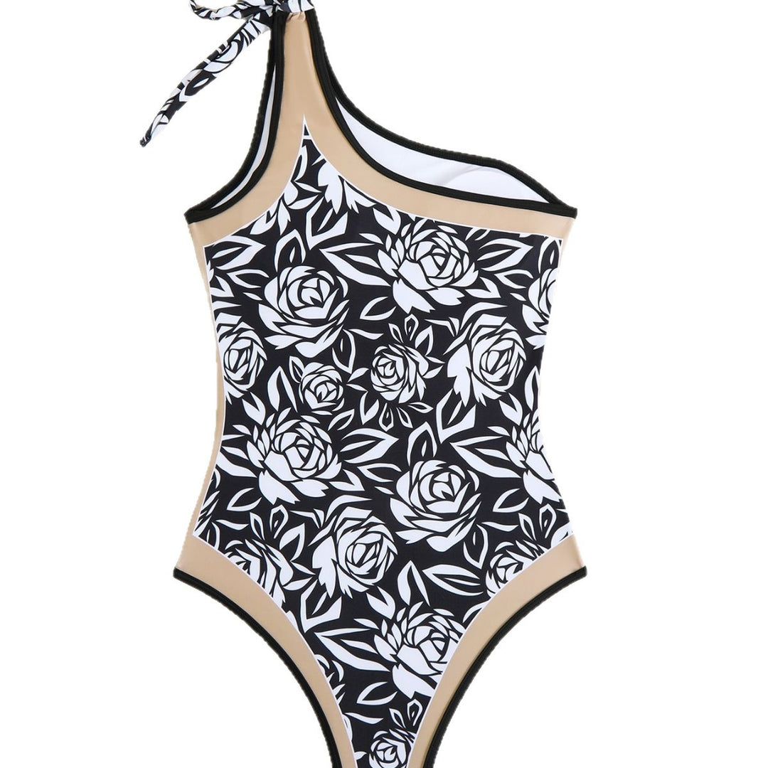 Damen Einseitiger Badeanzug mit floralem Muster und dekorativem Schleifen-Detail Drune