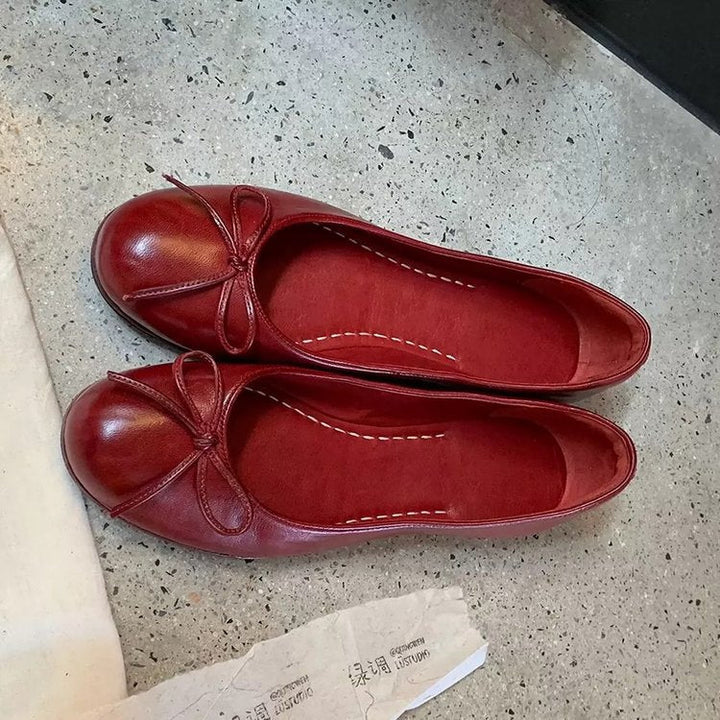 Damen Ballerinas aus hochwertigem Leder mit zierlichem Schleifenakzent Drune