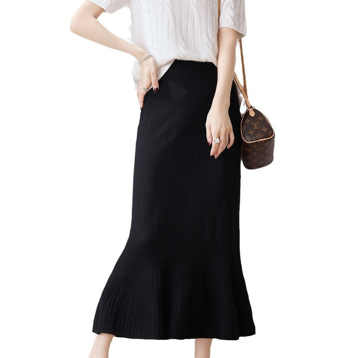 Damen Eleganter Strickrock mit Volant Drune