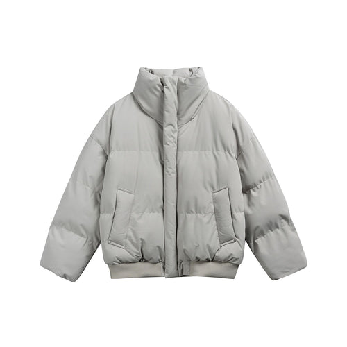 Damen Kurze wattierte Steppjacke im Boxy‑Cut mit hohem Stehkragen und Rippenbund Drune