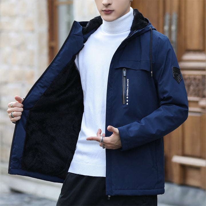 Herren Urbaner Softshell-Parka mit Teddyfleece-Innenfutter, verdecktem Reißverschluss und Brusttasche Drune