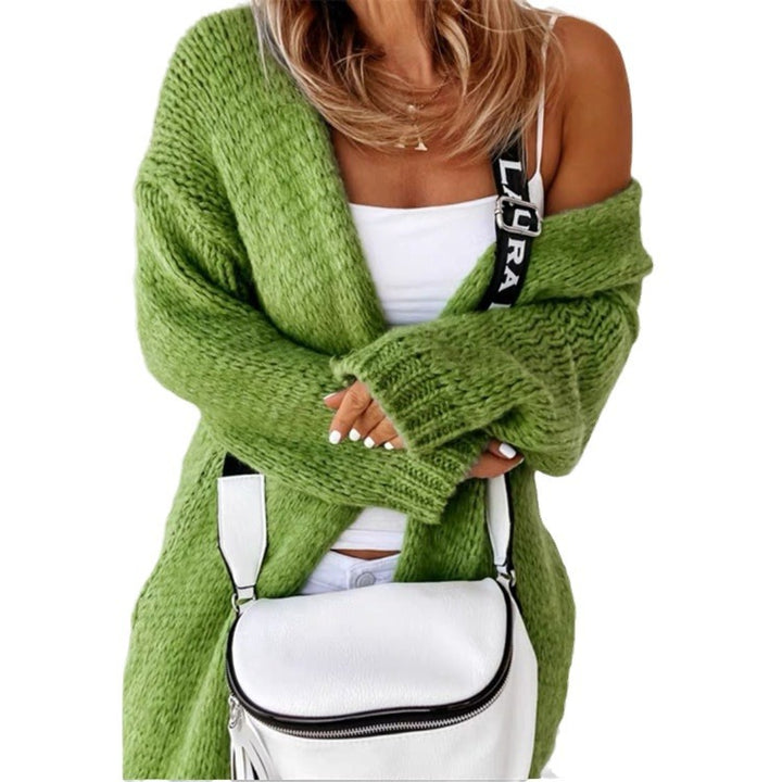 Damen Grobstrick Oversized Cardigan mit offener Vorderseite und weichen Ärmeln Drune