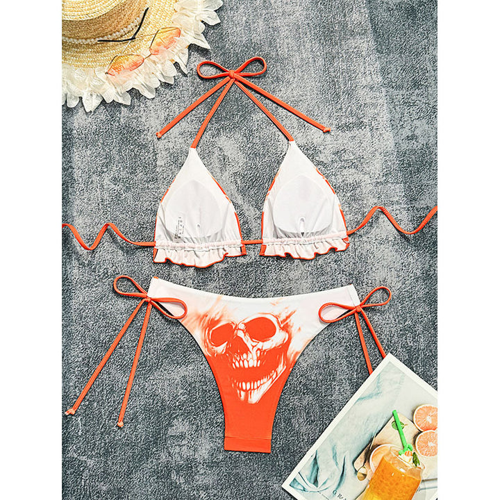Damen Triangel-Bikini mit aufregendem Totenkopf-Muster Drune
