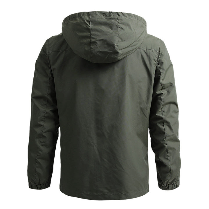 Herren Ultraleichte Trekking-Kapuzenjacke mit Mesh‑Innenfutter, Brustzip und Klettmanschetten Drune