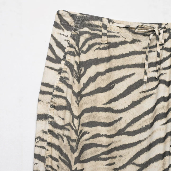 Damen Leichte weite knöchellange Hose mit Tunnelzugbund und Zebra-Print Drune