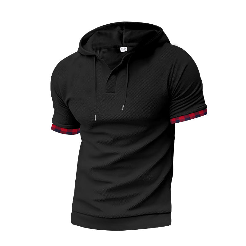 Herren modernes Kapuzenshirt mit strukturiertem Design und kontrastierenden Ärmeln Drune