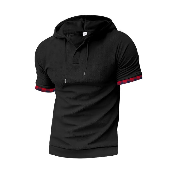Herren modernes Kapuzenshirt mit strukturiertem Design und kontrastierenden Ärmeln Drune
