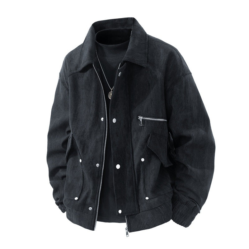 Herren Cord-Blouson mit Reißverschluss, Brustreißverschluss, Klapp- und Reißverschlusstaschen sowie elastischen Bündchen Drune