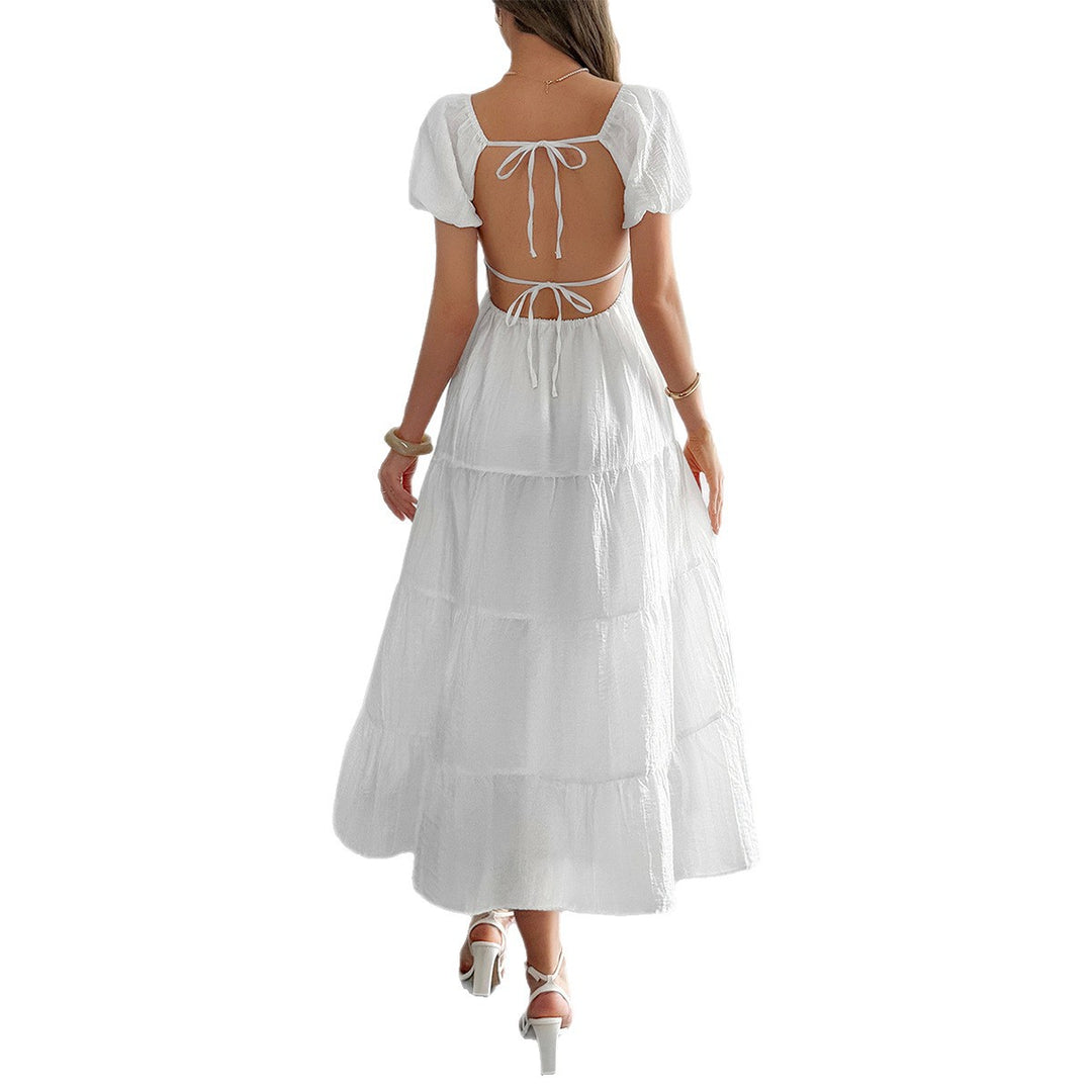 Damen Midi-Kleid mit voluminösen Puffärmeln und lässigem Schnitt Drune