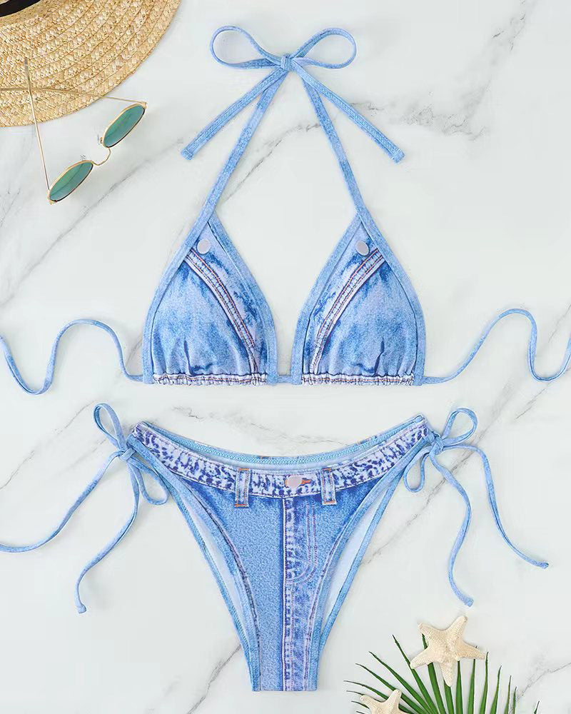 Damen Denim-Bikini mit modischem Schnitt Drune