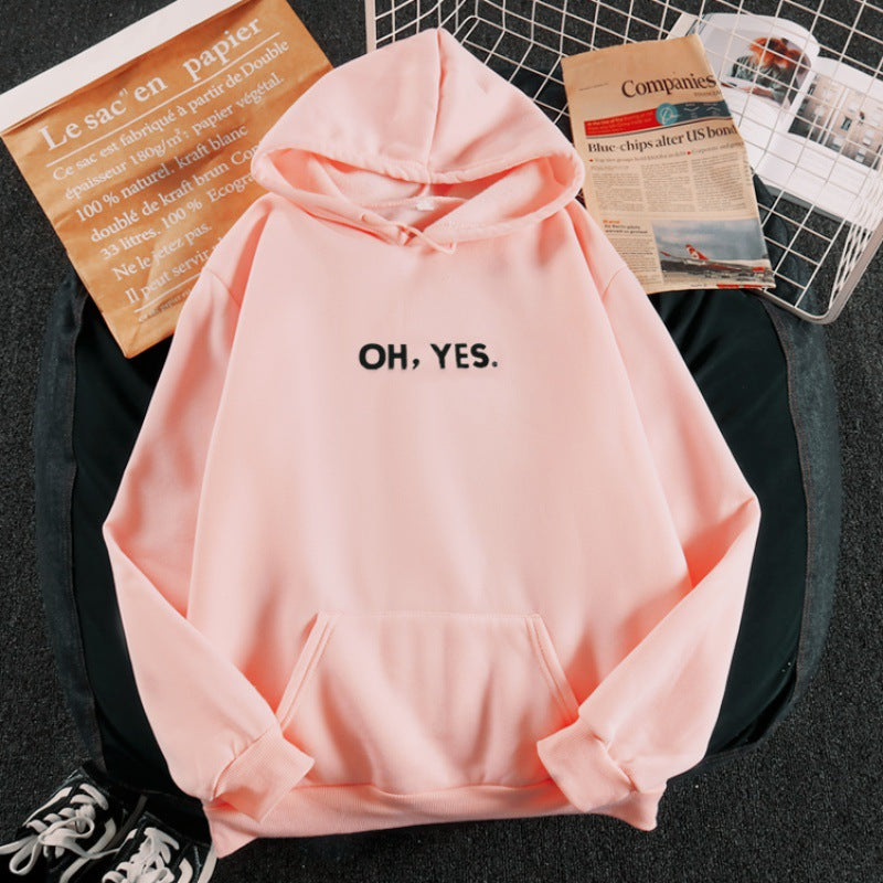 Damen nan Kapuzenpullover mit weichem Innenfutter, Kängurutasche und dezentem Frontprint Drune