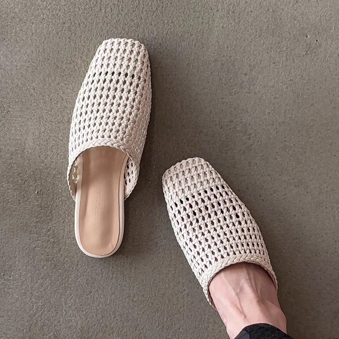 Damen Freizeit-Mules aus geflochtenem Material Drune