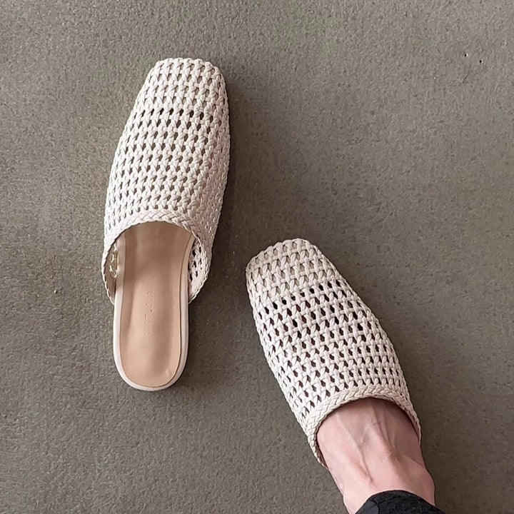 Damen Freizeit-Mules aus geflochtenem Material Drune