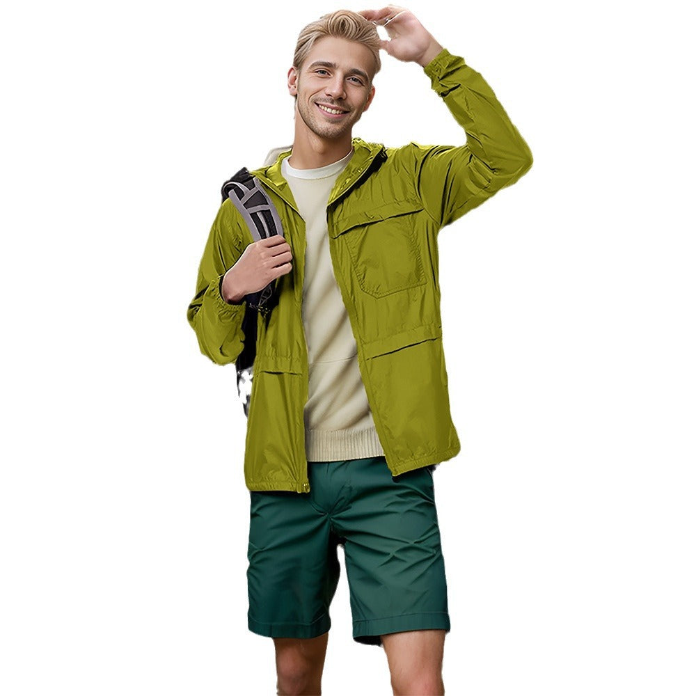 Herren leichte und atmungsaktive Outdoor-Jacke mit Kapuze Drune
