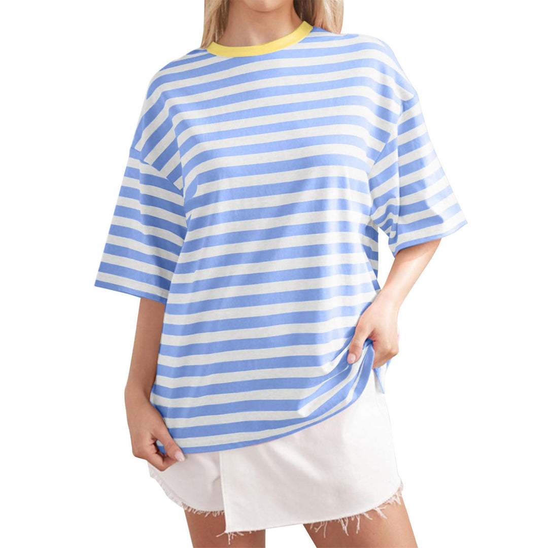 Damen Lässiges Oversized T-Shirt mit gestreiftem Muster Drune