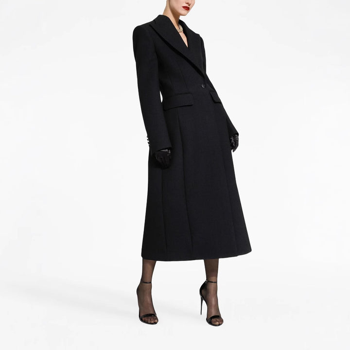 Damen Taillierter Longline-Mantel mit spitzem Revers und Gehschlitz Drune