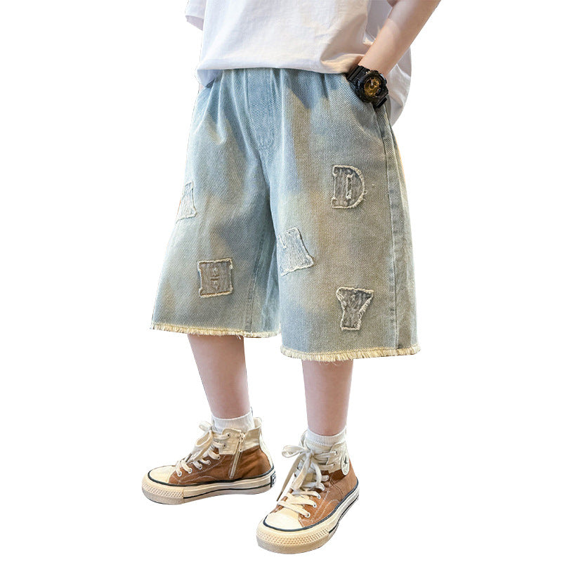 Unisex stylische Denim-Shorts mit einzigartiger Aufschrift Drune