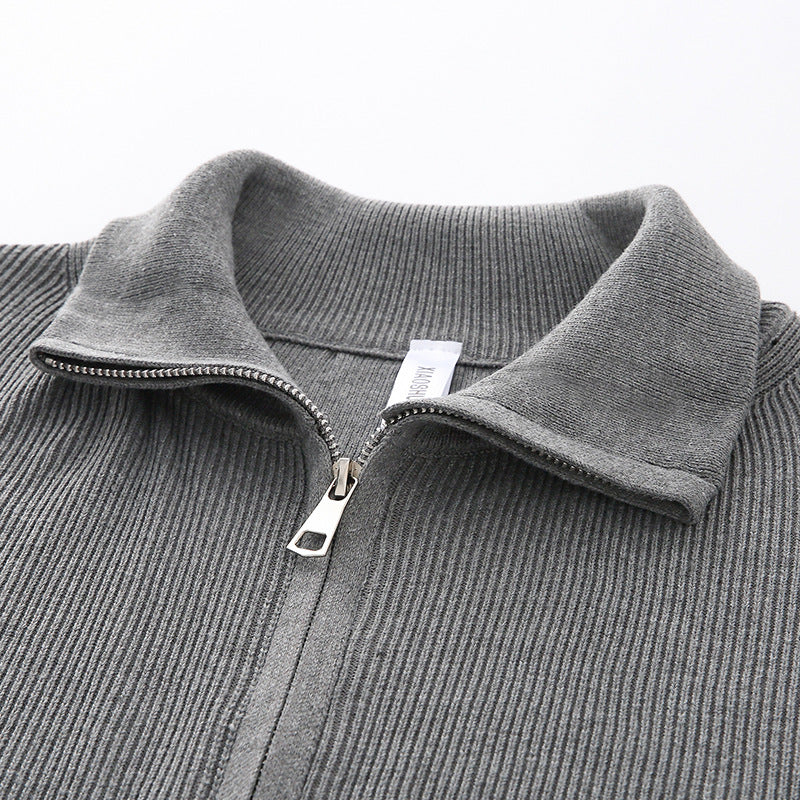 Damen Modische Strickjacke mit Stehkragen Drune