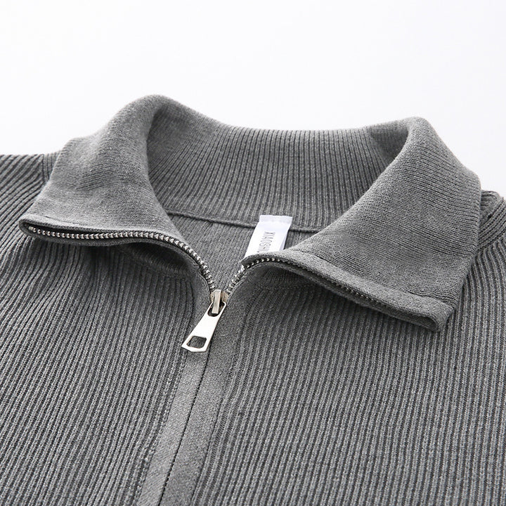 Damen Modische Strickjacke mit Stehkragen Drune