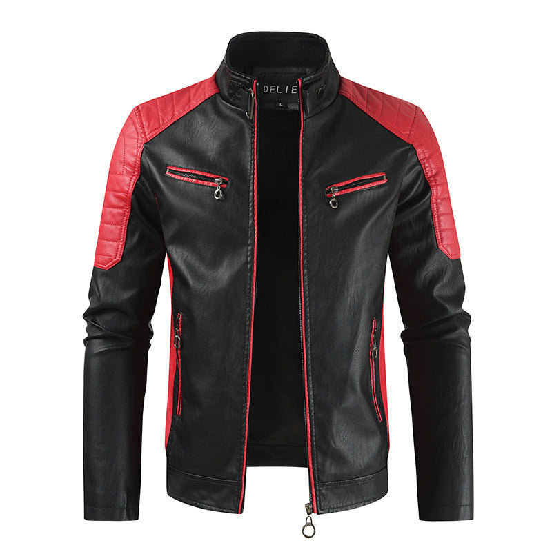 Herren Modische Bikerjacke mit Lederapplikationen Drune