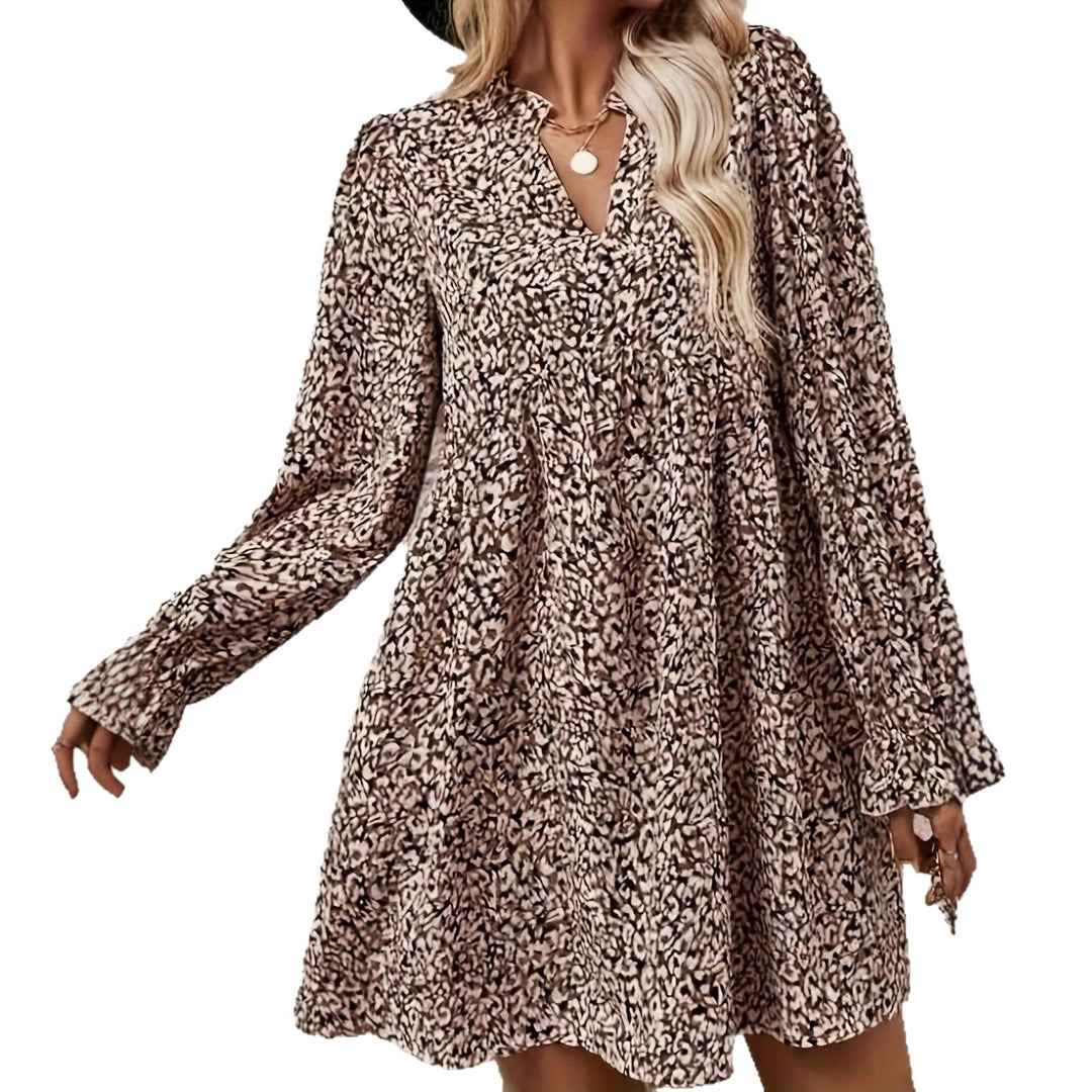 Damen Lockeres Chiffon-Minikleid mit V-Ausschnitt und Volantärmeln Drune