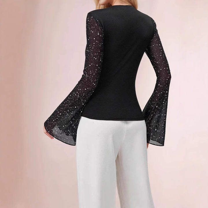 Damen Elegantes Oberteil mit Glitzer Drune
