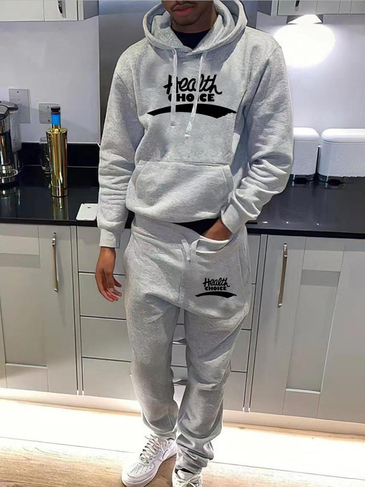 Herren Sweatshirt und Jogginghose Set mit healthorientierter Schriftart Drune