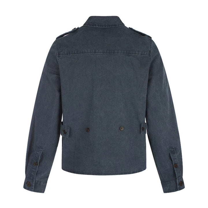 Damen Oversize Jeans-Hemdjacke im Utility‑Stil mit Schulterriegeln und aufgesetzten Brusttaschen Drune