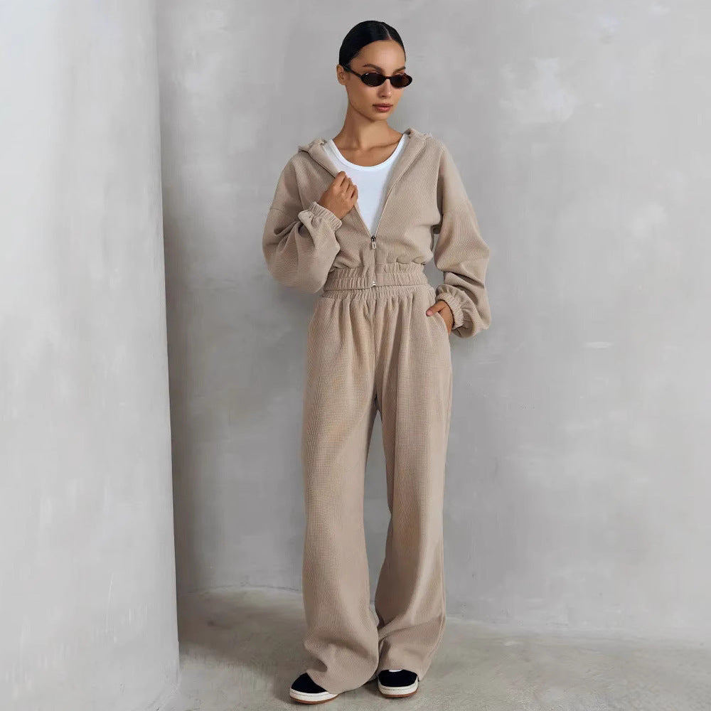 Damen cropped Kapuzenoberteil mit weiten Ärmeln und elastischem Saum