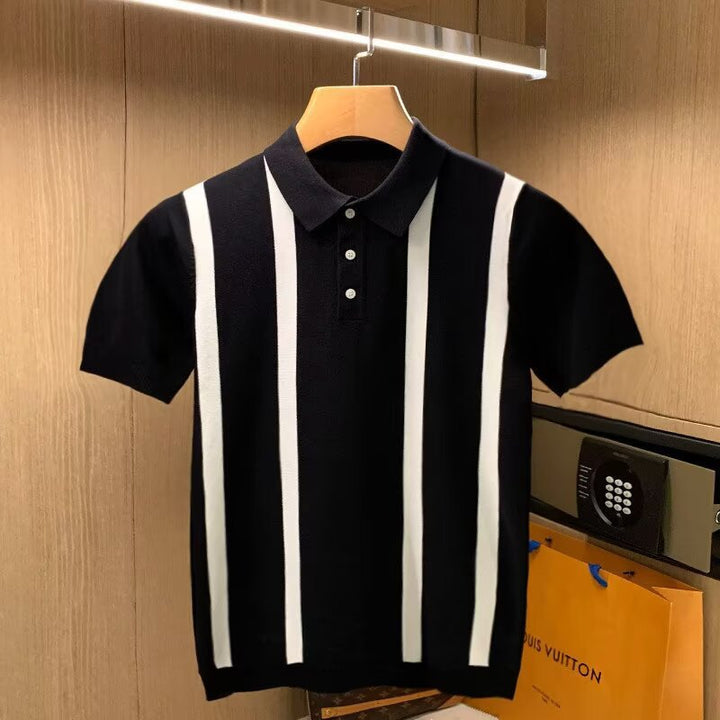 Herren Modisches Poloshirt mit Streifen Drune