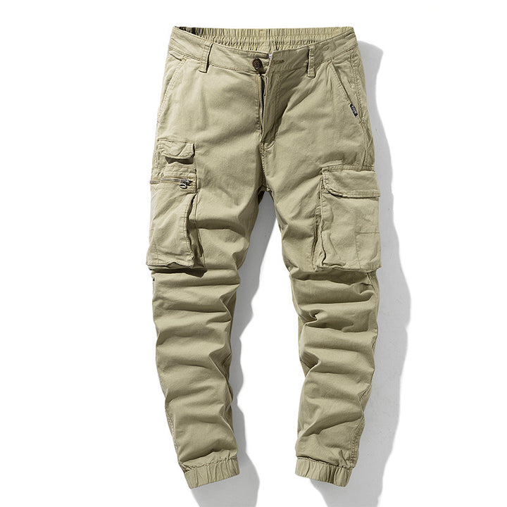 Herren Freizeits-Utility-Cargohose im Joggerstil mit teil-elastischem Bund und multifunktionalen Frontklappen Drune