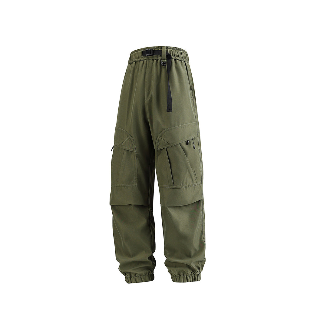 Herren Weite technische Cargo-Joggerhose mit elastischem Tunnelzugbund und Mehrfachtaschen Drune