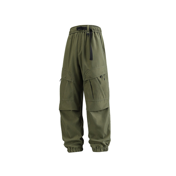 Herren Weite technische Cargo-Joggerhose mit elastischem Tunnelzugbund und Mehrfachtaschen Drune