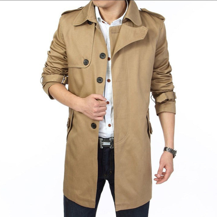 Herren Trenchcoat im klassischen Schnitt mit Schulterklappen Taillenriegel und verstellbaren Manschetten Drune