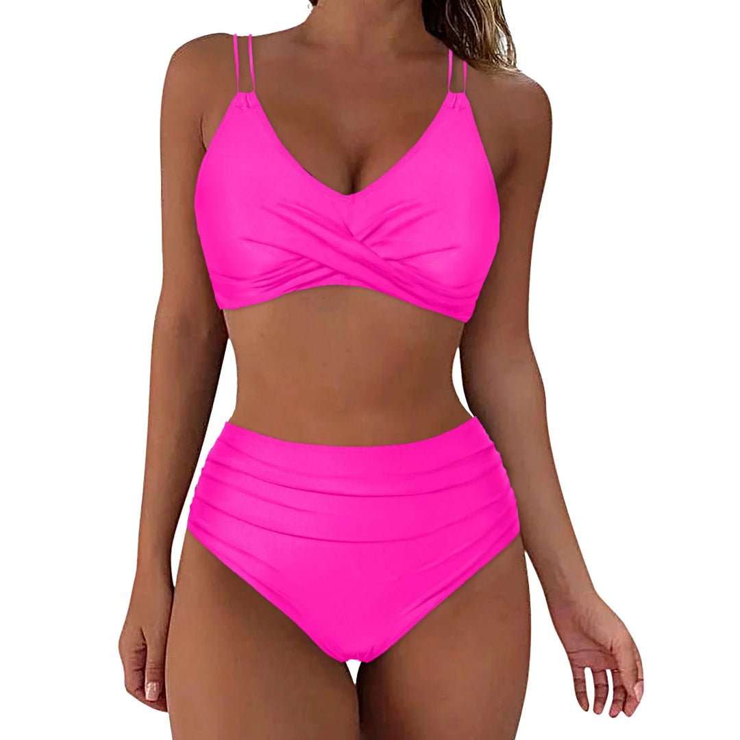 Damen Hochgeschnittenes Bikini-Set mit elegantem Wickeldesign Drune