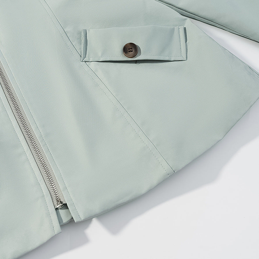 Damen Kurze Lederoptik-Blousonjacke mit Kontrastkragen und Reißverschluss Drune