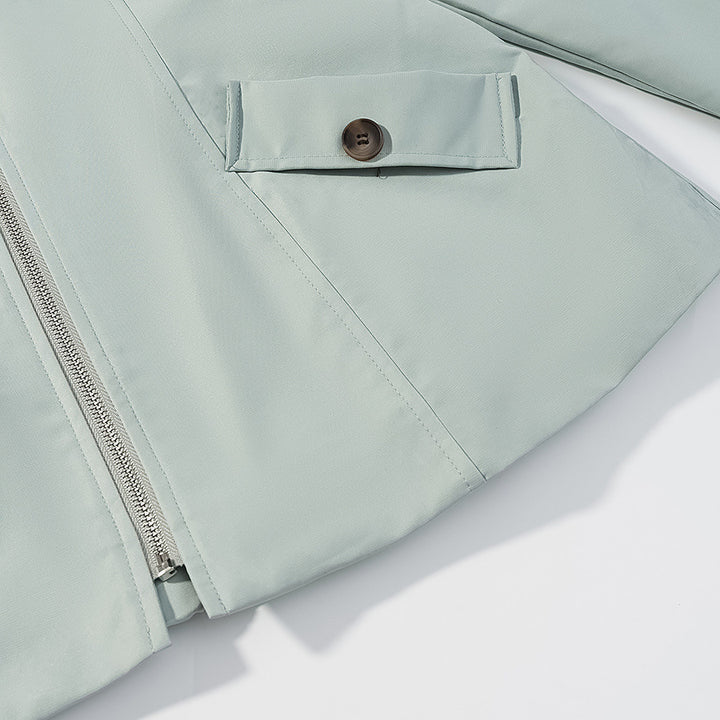 Damen Kurze Lederoptik-Blousonjacke mit Kontrastkragen und Reißverschluss Drune