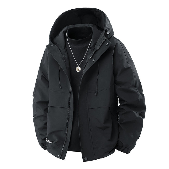 Herren Technische Kapuzen-Outdoorjacke mit Utility-Taschen und winddichter Membran Drune