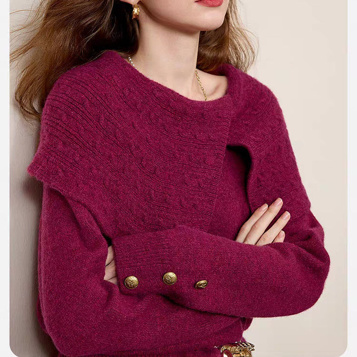 Damen Pullover mit einzigartigem Kragen und lässigem Design Drune