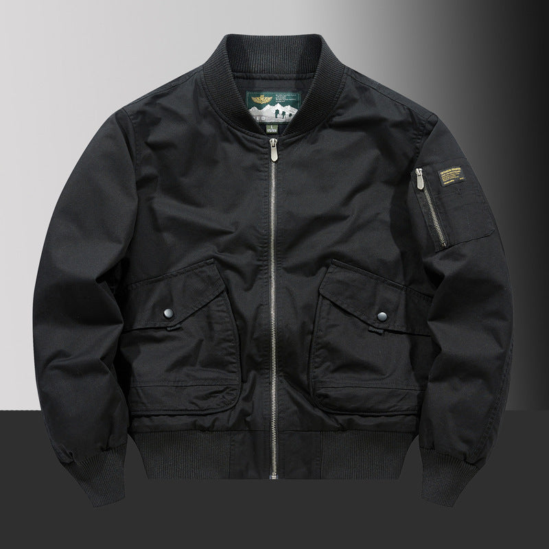 Herren Pilot‑Bomberjacke im Urban‑Utility‑Stil mit großen Klapp‑Pattentaschen und Ärmel‑Reißverschlusstasche Drune