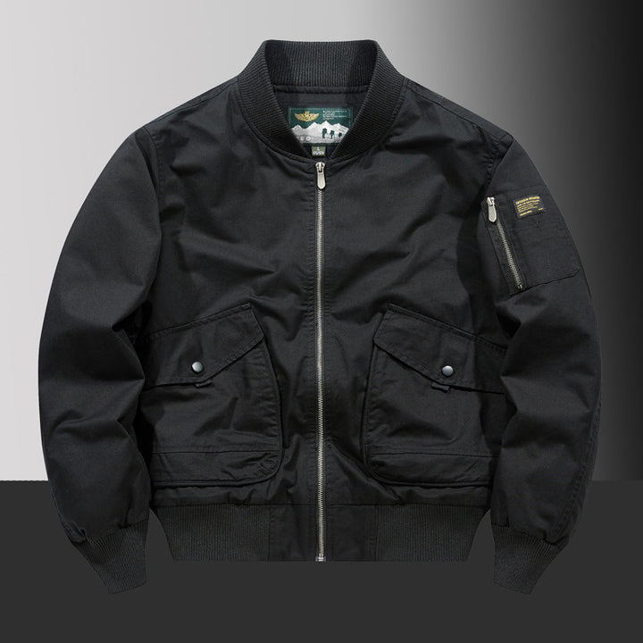 Herren Pilot‑Bomberjacke im Urban‑Utility‑Stil mit großen Klapp‑Pattentaschen und Ärmel‑Reißverschlusstasche Drune
