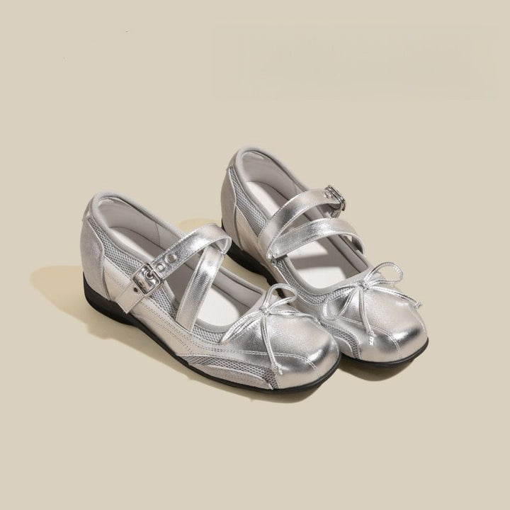 Damen Bequeme Mary-Jane-Ballerinas mit verstellbarem Schnallenriemen und rutschfester Gummisohle Drune