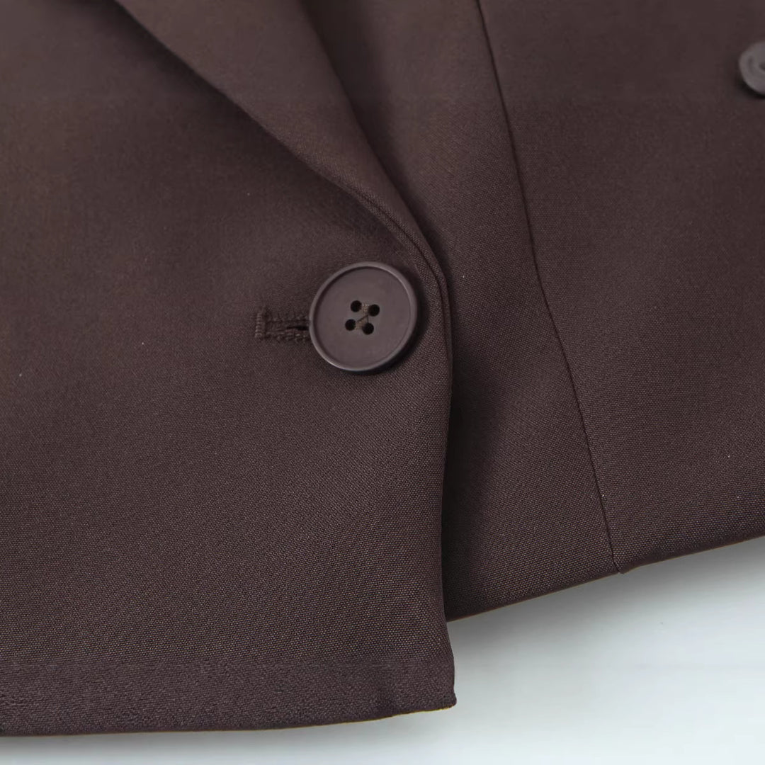 Damen Kurzblazer mit Doppelknopfverschluss und fallendem Revers Drune