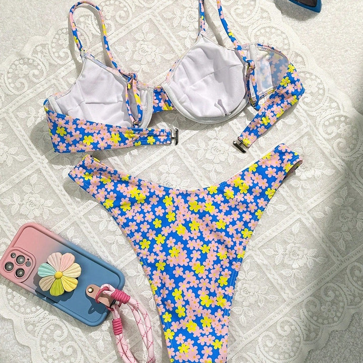 Damen Bademode mit floralem Design und raffinierten Trägern Drune